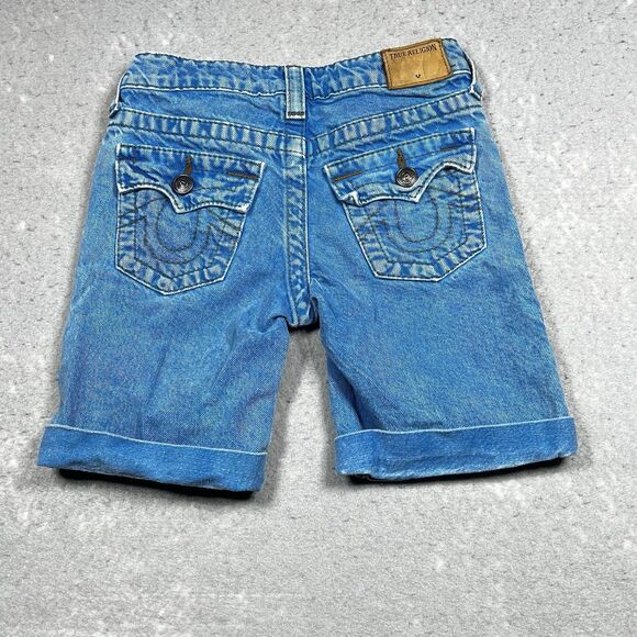 True Religion Little Boys Size 5 Denim Adjustable Waist Snap Button Shorts - Picture 1 of 13